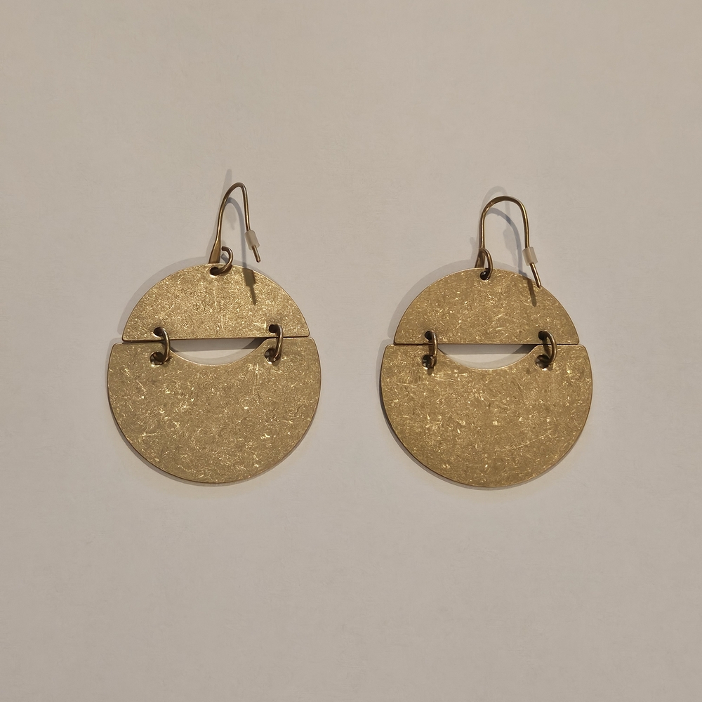 NEW Gold Earrings Metallic Minimalist Retro 70s Bohemian Neutral Avant Garde - Picture 3 of 5